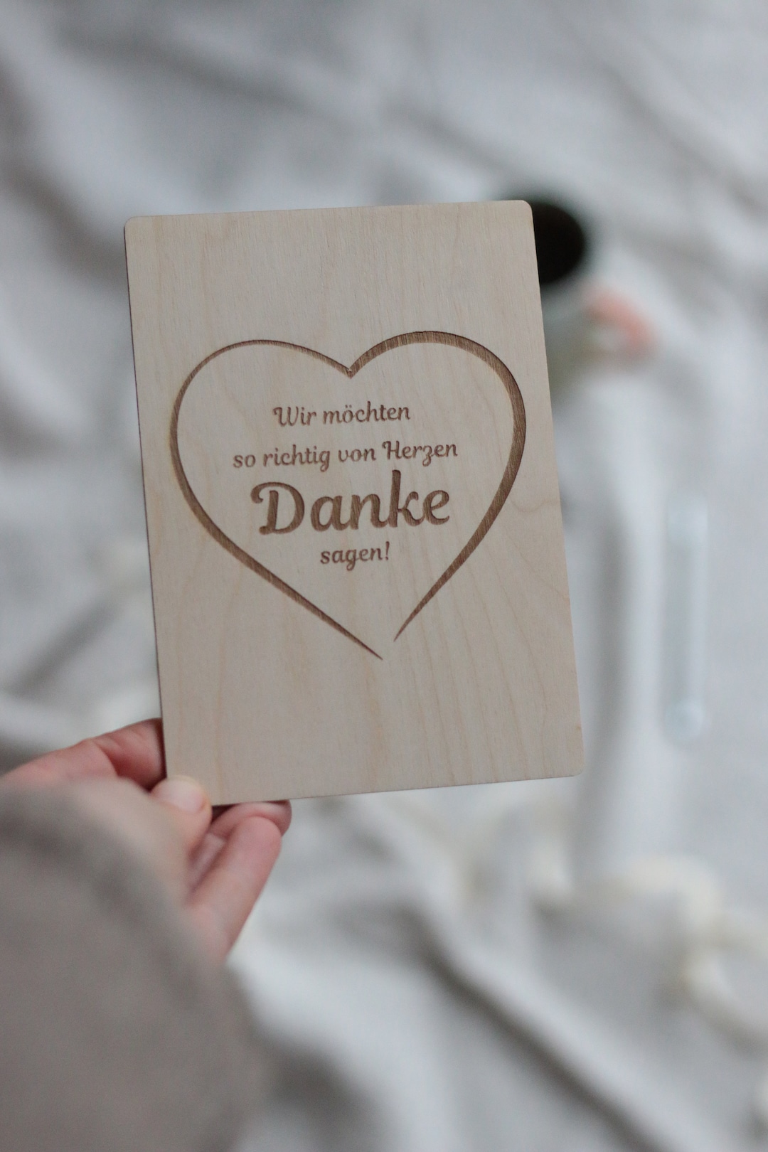 Danke Karte Holz "Wir möchten so richtig von Herzen Danke sagen" - Etsy.de