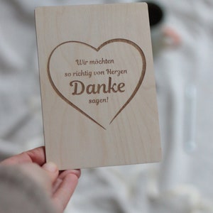 Danke Karte Holz "Wir möchten so richtig von Herzen Danke sagen"