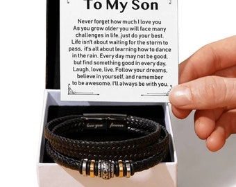 To My Son Love You Forever Leather Bracelet | Mens Cuff Bracelet | Gift from Mom | Gift from Dad | Birthday Gift, Christmas Gift