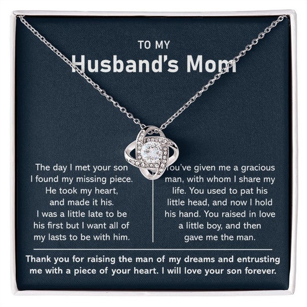 To My Husband's Mom Loveknot Necklace, Christmas Gift Necklace For Husbands Mom, Gifts For Mother To Be, Christmas Gifts, Mothers Day