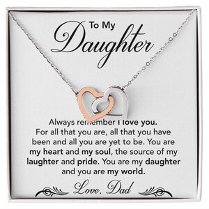 To My Daughter Interlocking Necklace For Daughter, Sentimental Gift, New Year Gift, Christmas Gift, Birthday Gift, Wedding Gift For Daughter