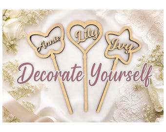 Decorate Yourself Personalised Flower Girl Bridesmaid Wand - Choose From Heart, Star or Butterfly Shape