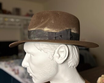 【関税&送料込】Fay Hats INDIANA JONES FEDORA RABBIT FELT HAT - F&G CUSTOMS WEATHERED