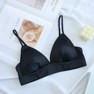 Premium Silk Bralette Bra, Wire Free Bra, Triangle Bra Bralette, Sexy Bra for Women, Sexy Comfortable Bralette, Gift for Her