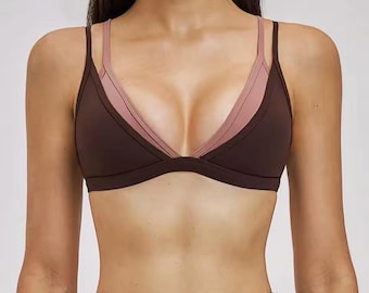 Sexy Sport Triangle Bra, Seamless Bra Double Straps, Soft Padded Bralette, Yoga Fitness Bra, Crop Top Bra, Sports Women Bra, Comfortable Bra