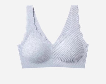 Comfortable V Shape Push Up Pullover Bralette, Seamless Bra, Silky Smooth Lace Touch, Soft Bouncy Padded Bra, Wire Free Bra, Gift for Her
