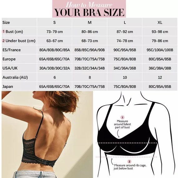 Bralette Backless Top, Seamless Bra Crop Top, Soft Stretch, Sexy Backless  Lace Bralette, Adjustable Low Back Bra, Gift for Her 