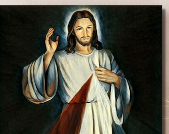 Divine Mercy Image Canvas Art Print, Catholic Wall Art Canvas, Catholic Sacred Art Wall Decor, St. Faustina, Jesus I Trust in You Image