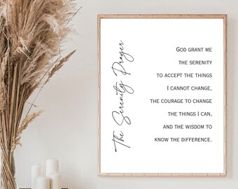 Serenity Prayer Printable Poster Therapy Office Decor Sobriety Gift for Men Digital Print Addiction Recovery Wall Art Sign Christian Artwork