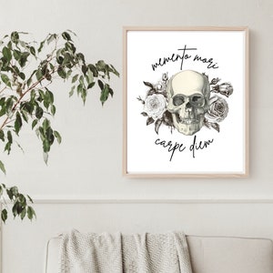 Memento Mori Printable Poster Traditional Catholic Digital Wall Art for All Souls All Saints Day of the Dead, Carpe Diem, Skull Artwork