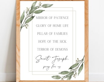 St. Joseph Printable Poster Traditional Catholic Wall Art, Litany of Saint Joseph Digital Download Catholic Digital Printable Gift for Dad