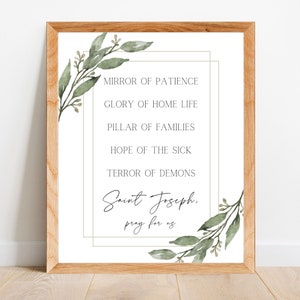 St. Joseph Printable Poster Traditional Catholic Wall Art, Litany of Saint Joseph Digital Download Catholic Digital Printable Gift for Dad