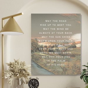 Irish Blessing Canvas Wall Art Print, May The Road Rise Up to Meet You, St Patrick Prayer House Blessing Irish Wedding Gift Housewarming Art