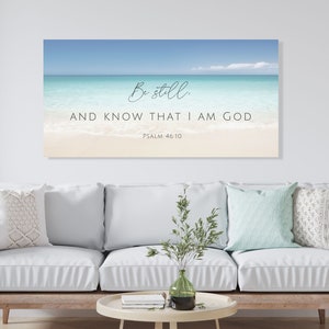 Be Still And Know That I Am God Canvas Print, Psalm 46:10, Bible Verse Christian Sign, Scripture Wall Art Decor, Farmhouse, Minimalist Print