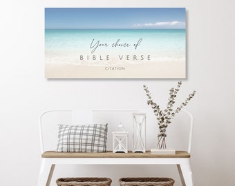 Custom Bible Verse Wall Art Personalised Scripture Sign Christian Beach Ocean Seashore Art Sign Christian Wall Decor Christian Housewarming