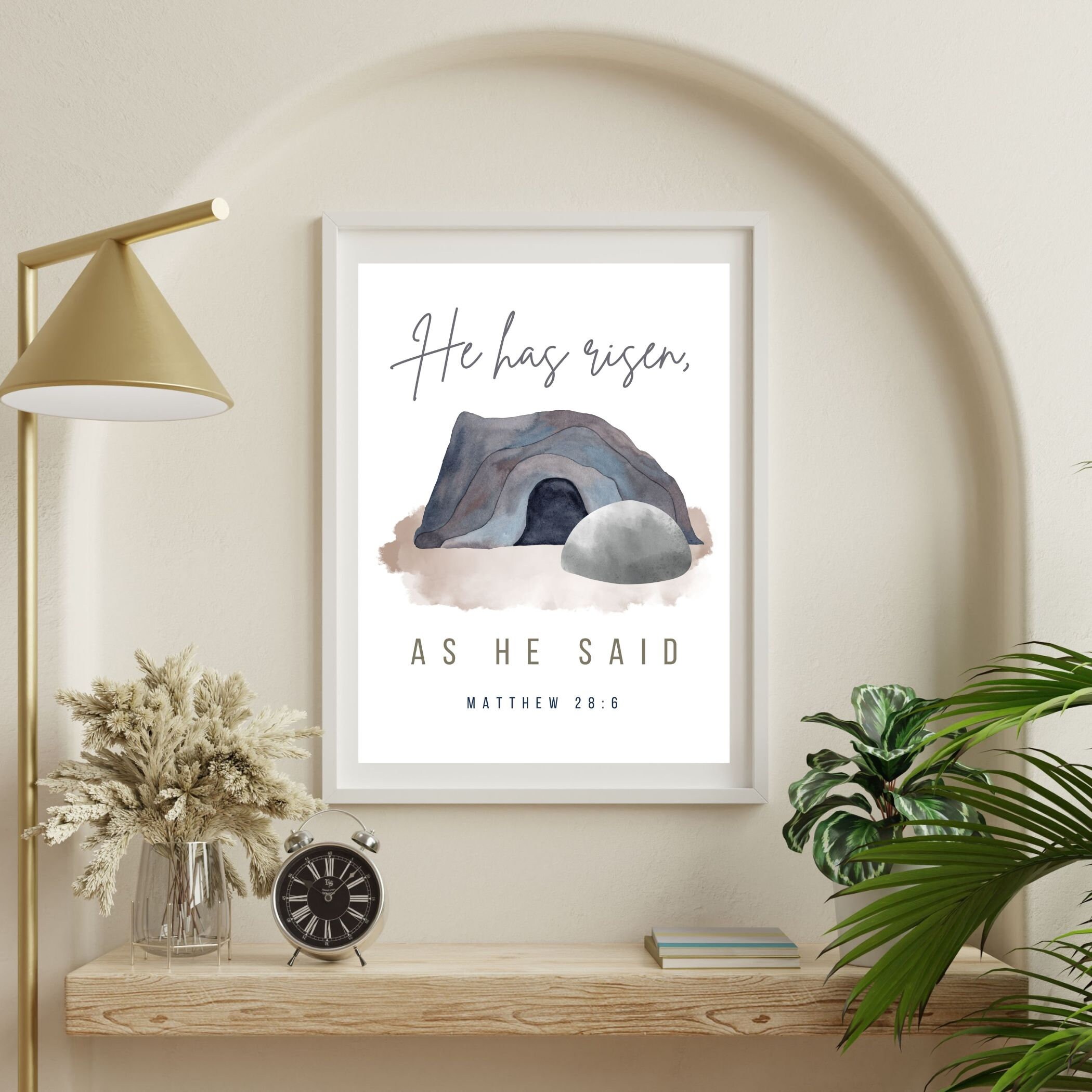 He Has Risen Printable Wall Art for Easter Print Christian Home Decor ...