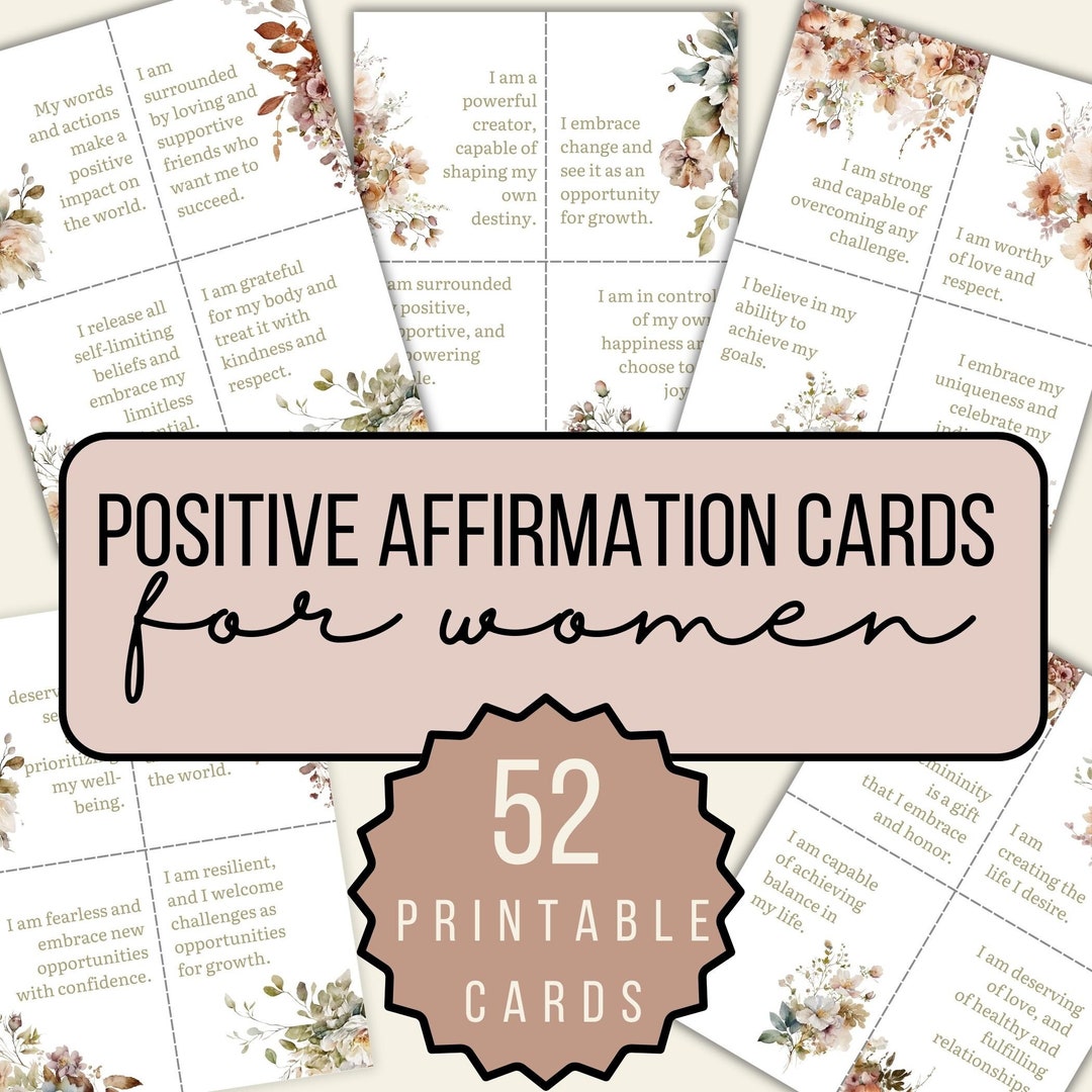 Affirmation Cards Printable Positive Affirmation Cards for Women Empowerment Quote Cards ...