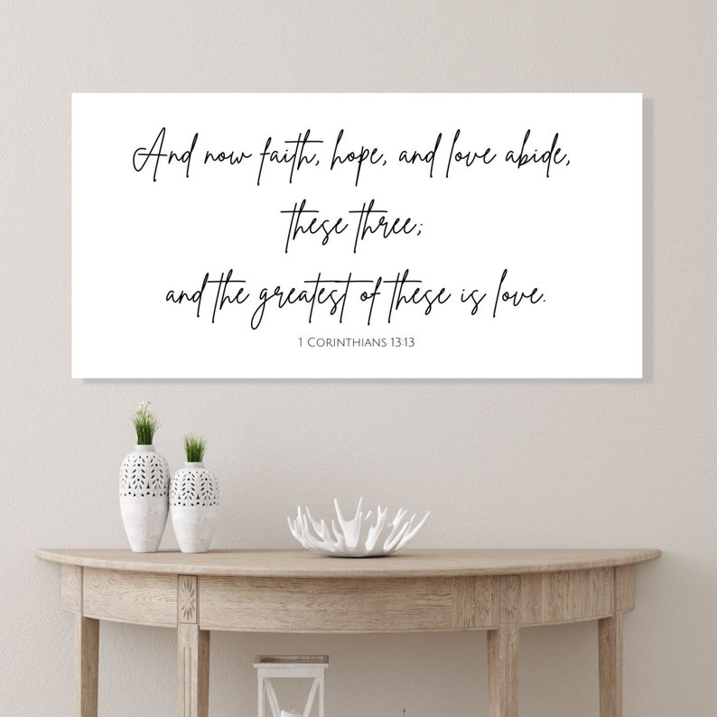 Faith Hope and Love, Greatest of These is Love, Christian Wall Decor, Canvas Sign, Scripture Wall Art, Wedding Decoration, Bedroom Art Print image 6