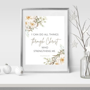 I Can Do All Things Through Christ Who Strengthens Me, Philippians 4:13, Christian Printable Art, Phil 4v13, Scripture Print, Bible Verse