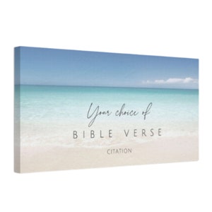 Custom Bible Verse Canvas Sign Personalized Scripture Lake House Sign Beach House Wall Art Christian Ocean Seashore Christian Wall Decor