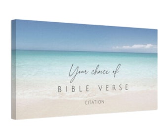 Custom Bible Verse Canvas Sign Personalized Scripture Lake House Sign Beach House Wall Art Christian Ocean Seashore Christian Wall Decor