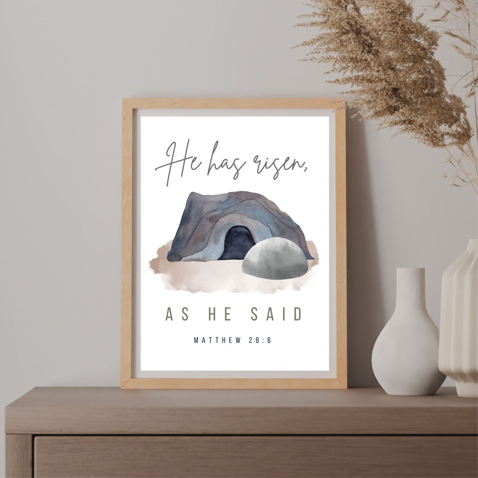 He Has Risen Printable Wall Art for Easter Print Christian Home Decor ...