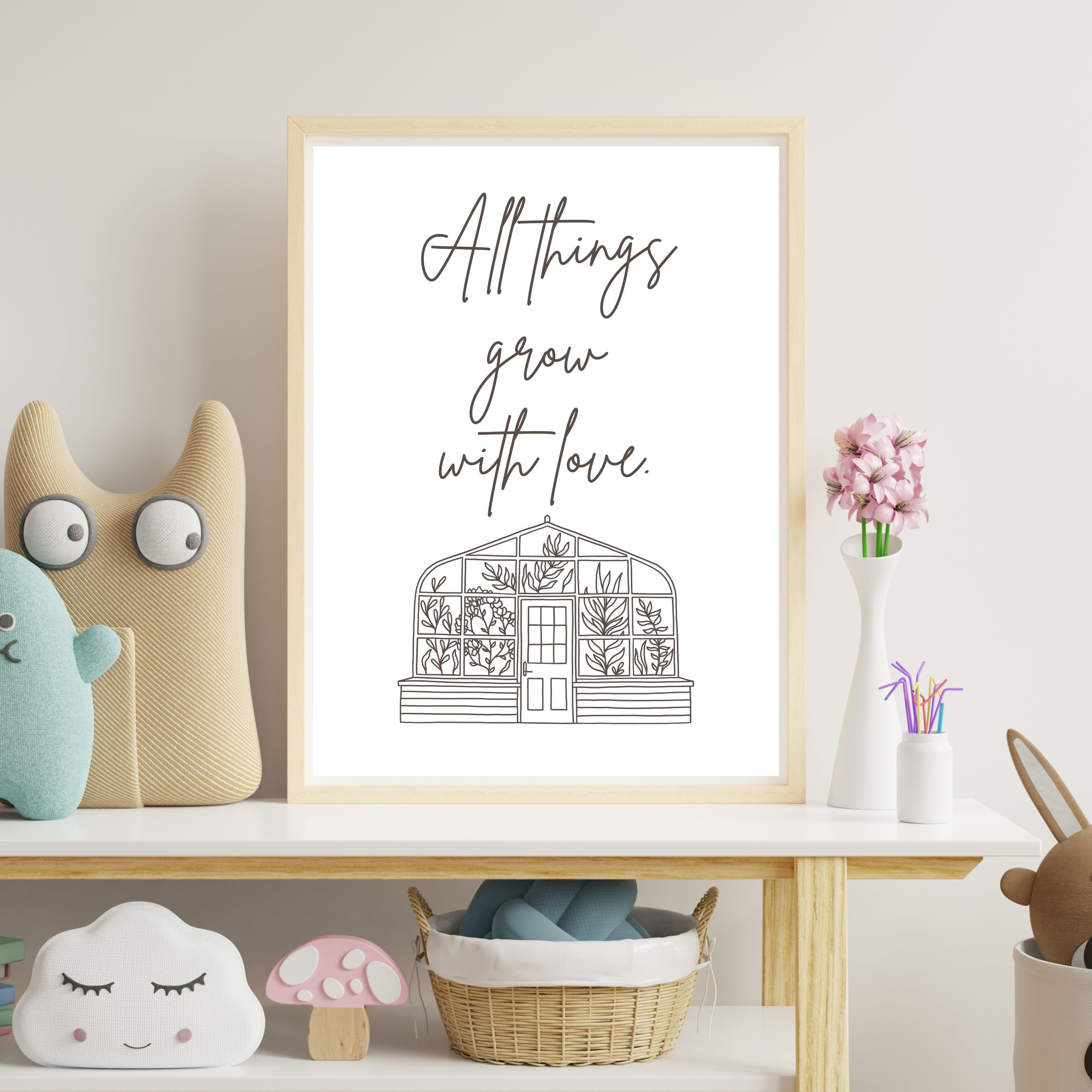 All Things Grow With Love Printable Wall Art Baby Nursery - Etsy