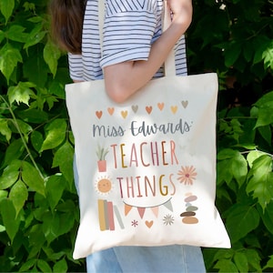 Cadeau personnalisé pour enseignant, sac fourre-tout personnalisé pour enseignant, cadeau de remerciement pour enseignant, sac à dos personnalisé en toile pour le dernier premier jour d'école