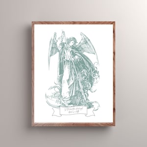 Erzengel St. Michael Traditionelles katholisches DRUCKBARES Poster Wandkunst Dekor Heiliger Michael Digitaldruck katholisches Kinderzimmer druckbares Kunstwerk