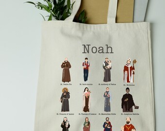 Catholic Mass Bag, Personalized Church Bag for Kids, Custom Name Tote Bag, Godparent Gift to Godchild, First Communion Gift, Baptism Gift