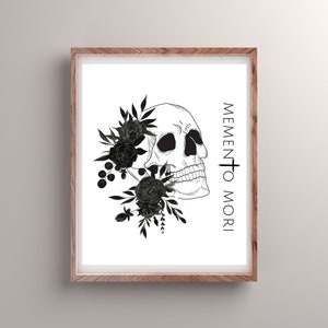 Memento Mori Printable Poster Traditional Catholic Digital Wall Art for All Souls All Saints Day of the Dead, Remember Your Death, Skull Art