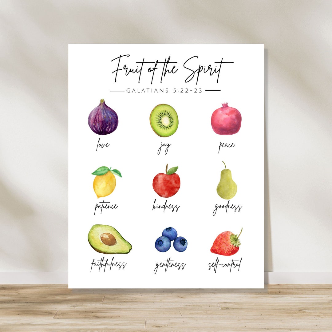 Fruit of the Spirit, Bible Verse Canvas Wall Art Sign, Galatians 5:22 ...