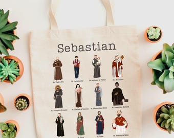 Baptism Gift Boy, Catholic Mass Bag, Personalized Church Bag for Kids, Custom Name Tote Bag, Godparent Gift to Godchild First Communion Gift