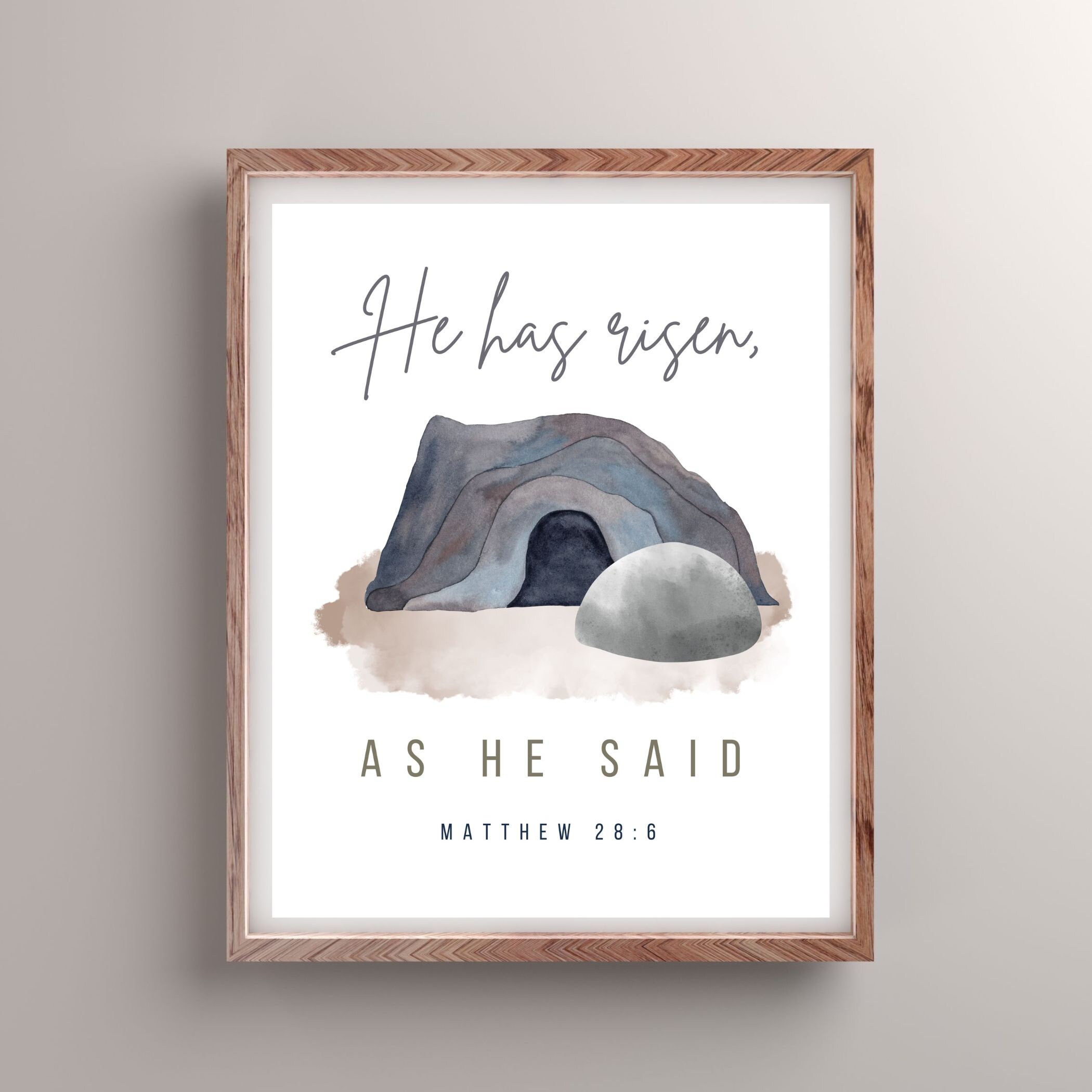 He Has Risen Printable Wall Art for Easter Print Christian Home Decor ...
