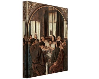 Last Supper Painting, Religious Canvas Wall Art, Christian Catholic Artwork, Bible Print, Bible Verse Scripture Traditional Art, God Jesus