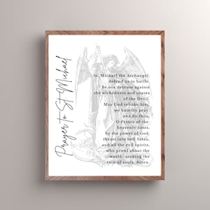 Affiche imprimable prière Saint Michel Bénédiction catholique traditionnelle archange Saint Michel impression numérique oeuvre d'art imprimable pour chambre d'enfant catholique