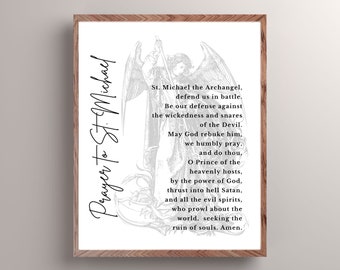 St. Michael Prayer Printable Poster Traditional Catholic Blessing Archangel Saint Michael Digital Print Catholic Kids Room Printable Artwork