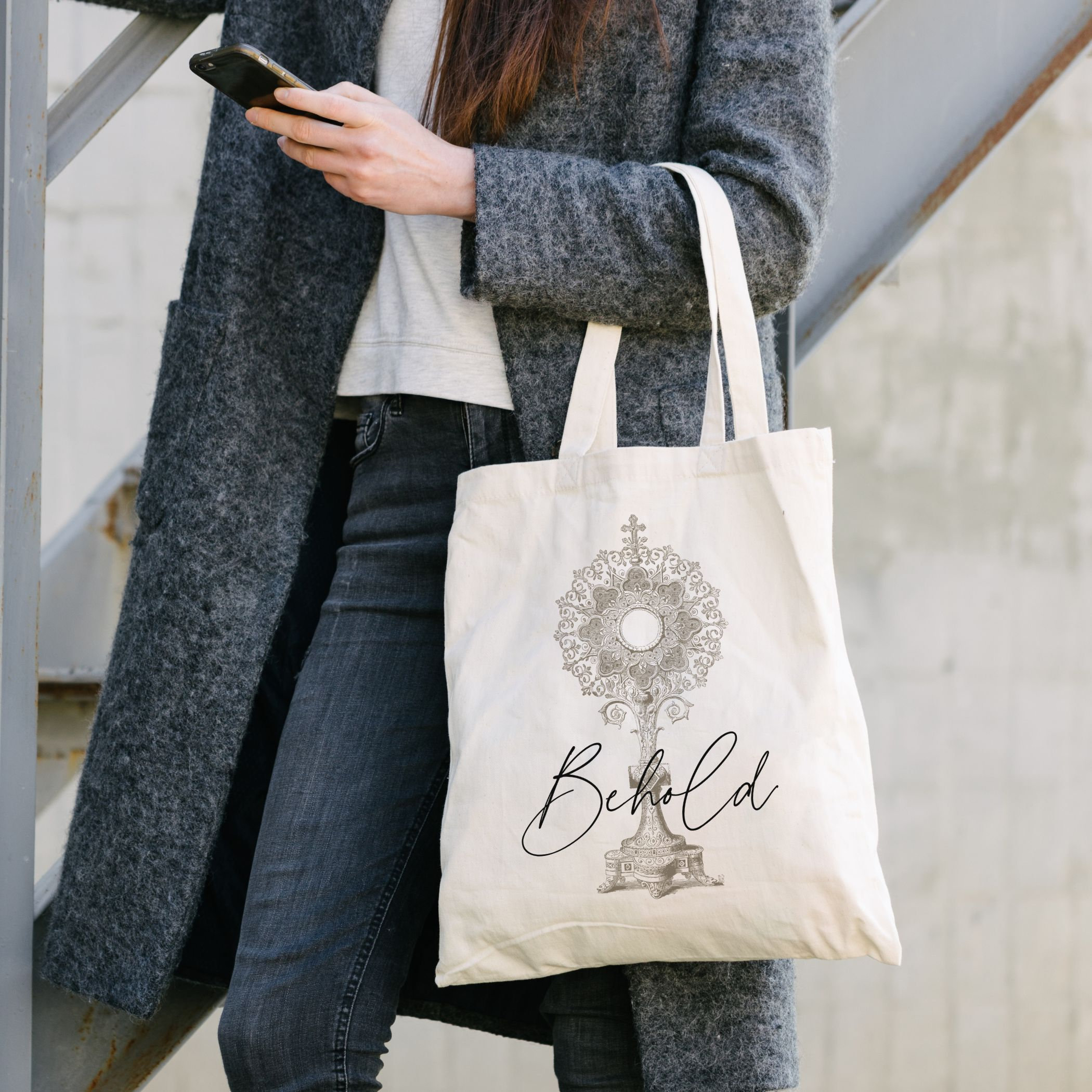 Behold Eucharistic Catholic Tote Bag, Mass Bag, Monstrance, Communion ...
