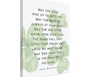 Enseigne de toile de bénédiction irlandaise, May The Road Rise to Meet You, décoration de la Saint-Patrick, bénédiction de la maison impression cadeau de mariage irlandais art de pendaison de crémaillère