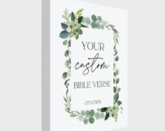 Personalized Bible Verse Canvas Wall Art Custom Scripture Sign Christian Home Decor Church Artwork Botanical Gift for Mom Gift for Teacher