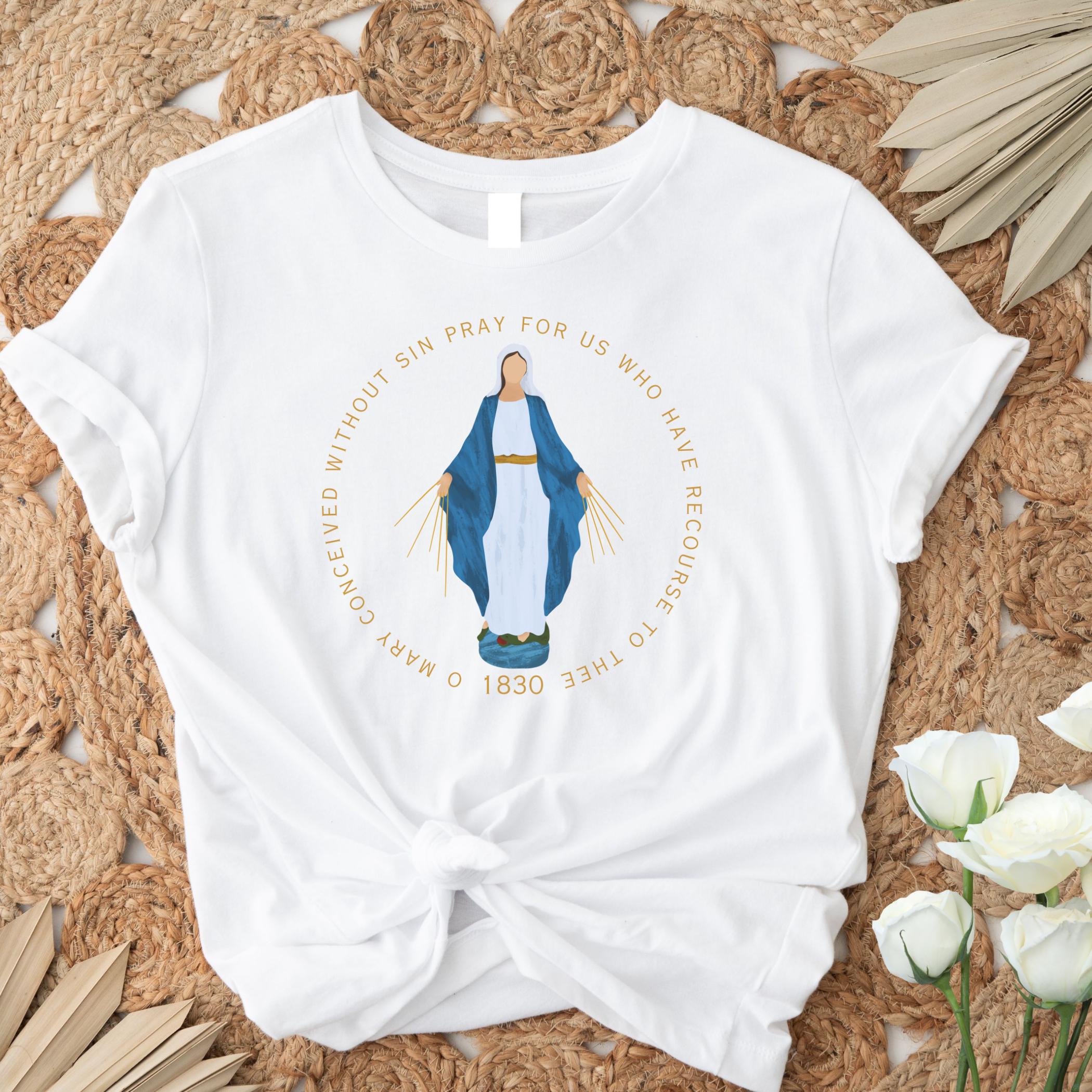 Miraculous Medal Tshirt, Catholic Shirt, Blessed Virgin Mary
