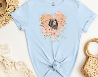 Virgin Mary Shirt Traditional Catholic Ave Maria Shirt, Mary Mother of God, Religious Shirt, Sweatshirt for Catholic Mom Orthodox Christian