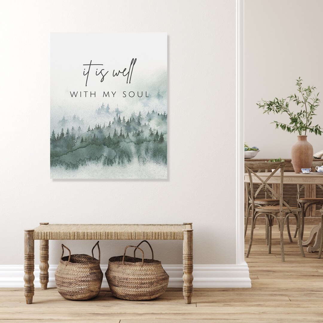 It is Well With My Soul, Canvas Wall Art Print, Master Bedroom Wall Decor, Scripture Sign