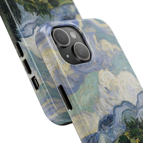 Van Gogh Phone Case, Painting iPhone TOUGH Case, Vintage Landscape Artwork, Wheat Fields with Cypresses, Gift for Art Teacher, Gift for Dad