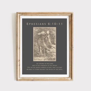 Armor of God, Vintage Christian Bible Sketches Printable Poster, Ephesians 6 Digital Print, Scripture Wall Art, Bible Verse Modern Christian