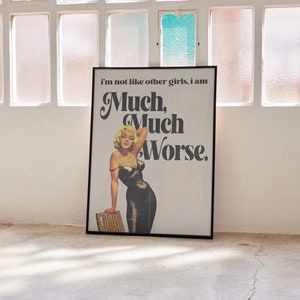 Marilyn Monroe Fashion Poster, "I'm not like other girls", checkered print, Bad Bitch College Dorm Wall Art, PHYSICAL PRINT