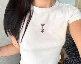 Poker Queen Graphic Tee, 90s Baby Tee, Rachel Green Aesthetic