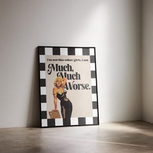 Marilyn Monroe Poster, Checkered Border, Retro Wall Art image 3