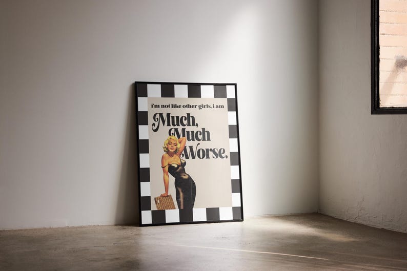 Marilyn Monroe Poster, Checkered Border, Retro Wall Art image 3