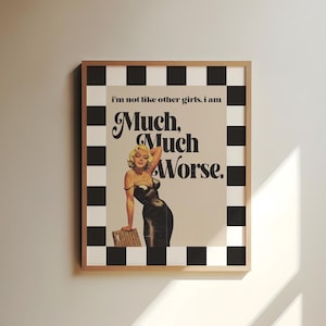 Marilyn Monroe Poster, Checkered Border, Retro Wall Art image 1
